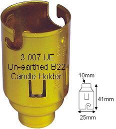 3.007.UE BC Candle lamp holder single piece skirt un-earthed 
